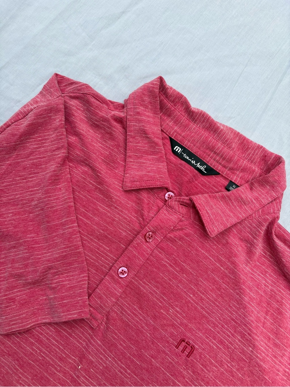 Travis Mathew Men's Heathered Red Short Sleeve Collard Polo Shirt